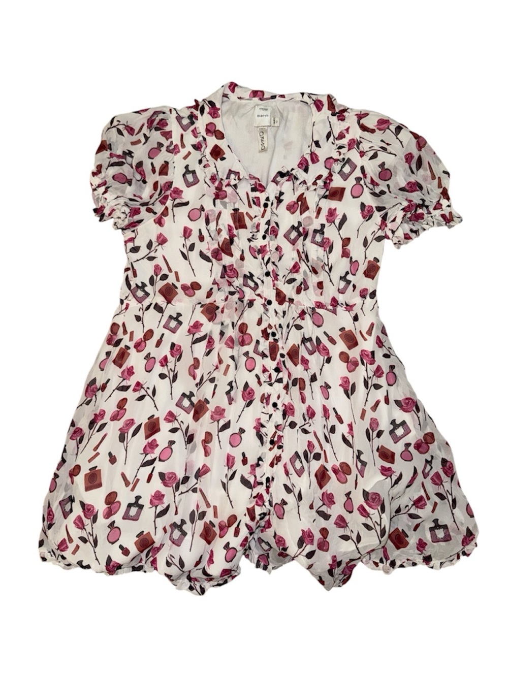 Maeve Anthropologie Floral Perfume Print Puff Sleeve Dress XLP Plus Petite